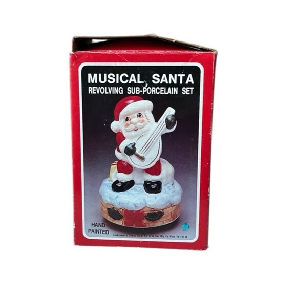 Vintage Christmas Santa Claus Musical Revolving Cello Jingle Bells 7”x5” READ - Picture 10 of 10